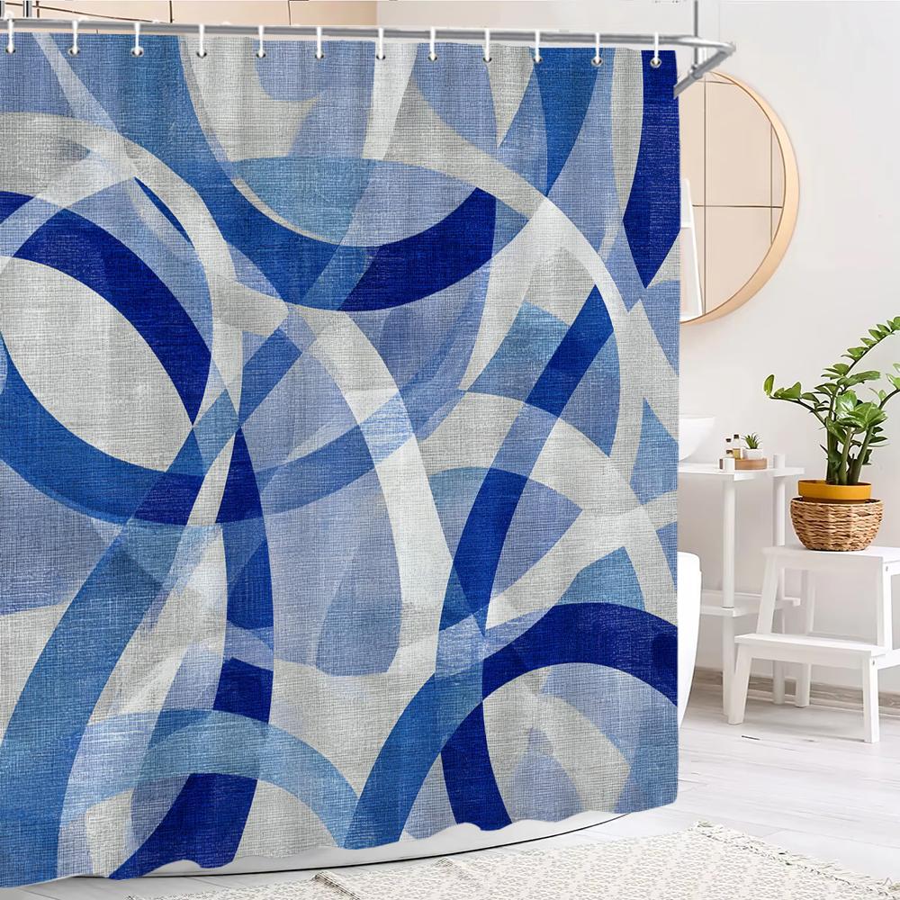 Modern Minimalist style Geometric Shower Curtain, Bathroom Decorative Shower Curtain, Waterproof Shower Curtain with Hooks