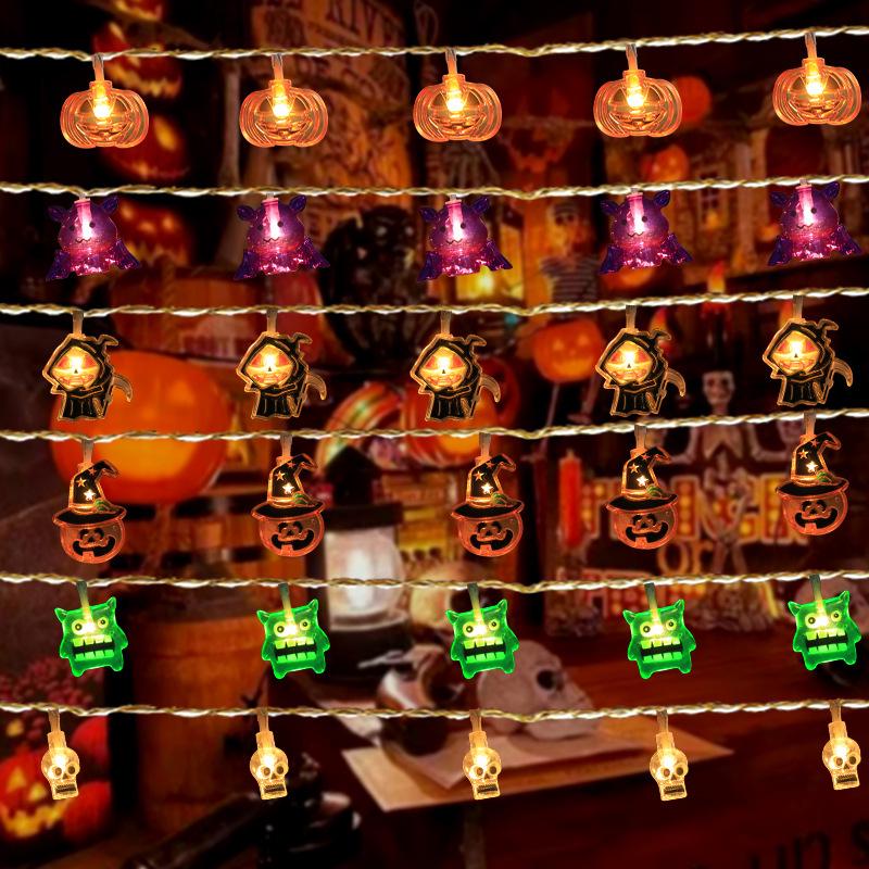 Halloween Pumpkin & Ghost String Lights for Outdoor Decoration and Party Atmosphere