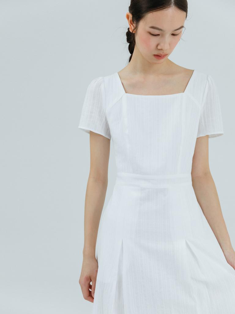 Etmont Cotton Square Long Dress, White
