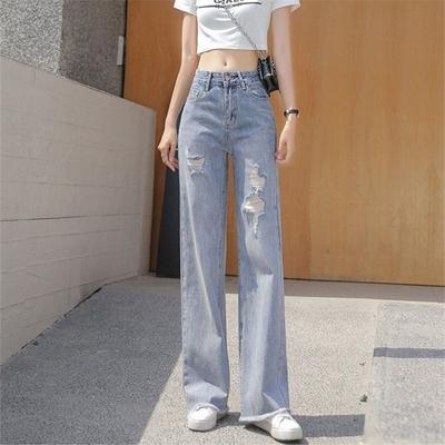 Ripped Boyfriend Damenmode Hohe Taille Y2k Damen Jeans mit weitem Bein Baggy Woman Denim Lange Hose Jean Mom Jeans Hose