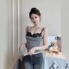 Pure Desire for Sexy Lace Splicing Halter Vest Women Design Niche Beauty Back with Spring and Autumn Spice Girls on The Chest