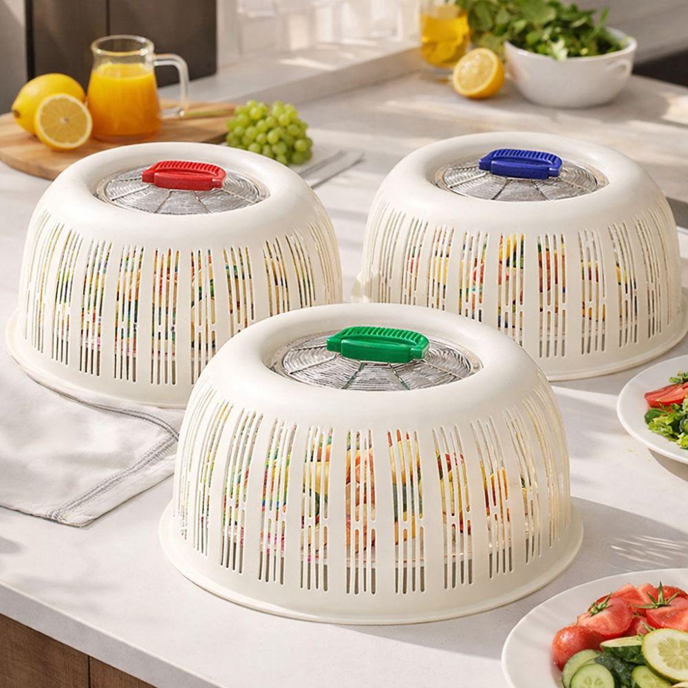 Washable Plastic Vegetable Food Cover Anti Fly Mosquito Heat Resistant Draining Basket Breathable Dust Proof Cover Dining Table