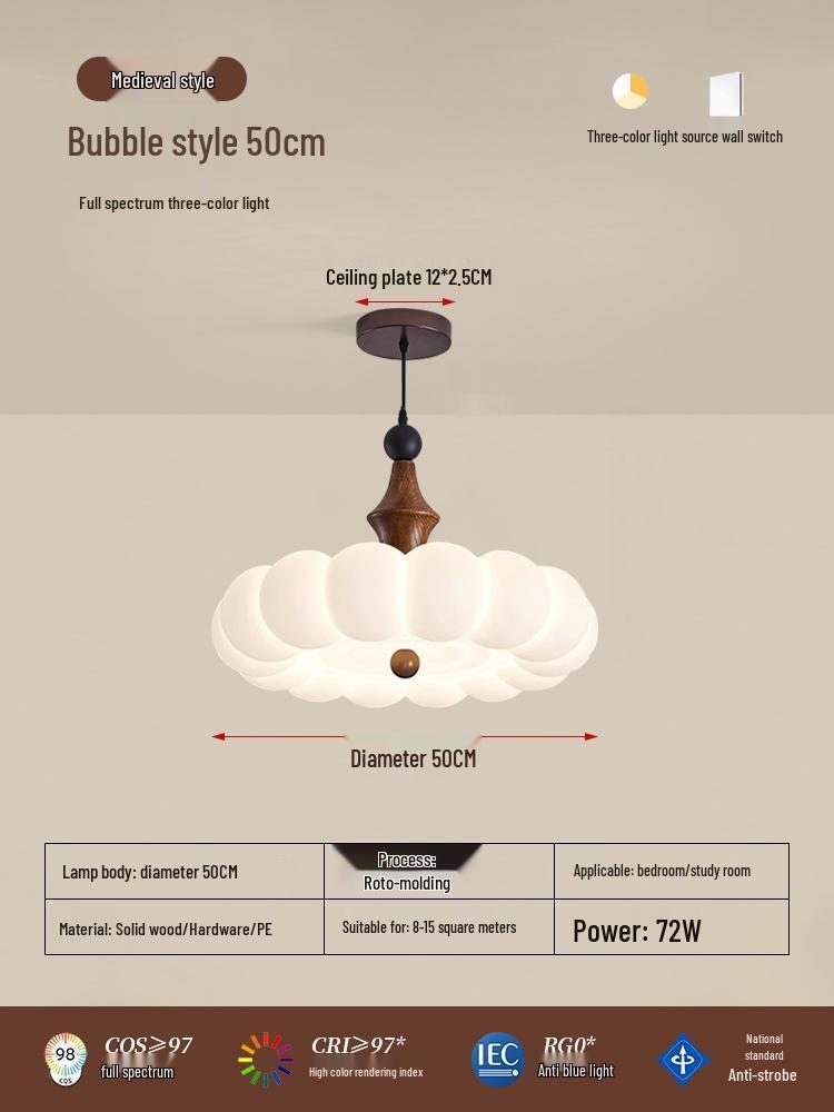 French Cream and Chinese Style Chandelier: Warm, Eye-Protective Light for Bedroom, Study, or Retro Dining Room