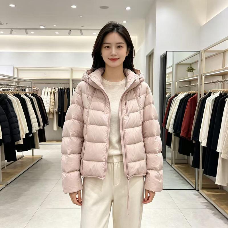 Winter white duck down short down jacket winter hooded jacket new bread clothes simple and trendy