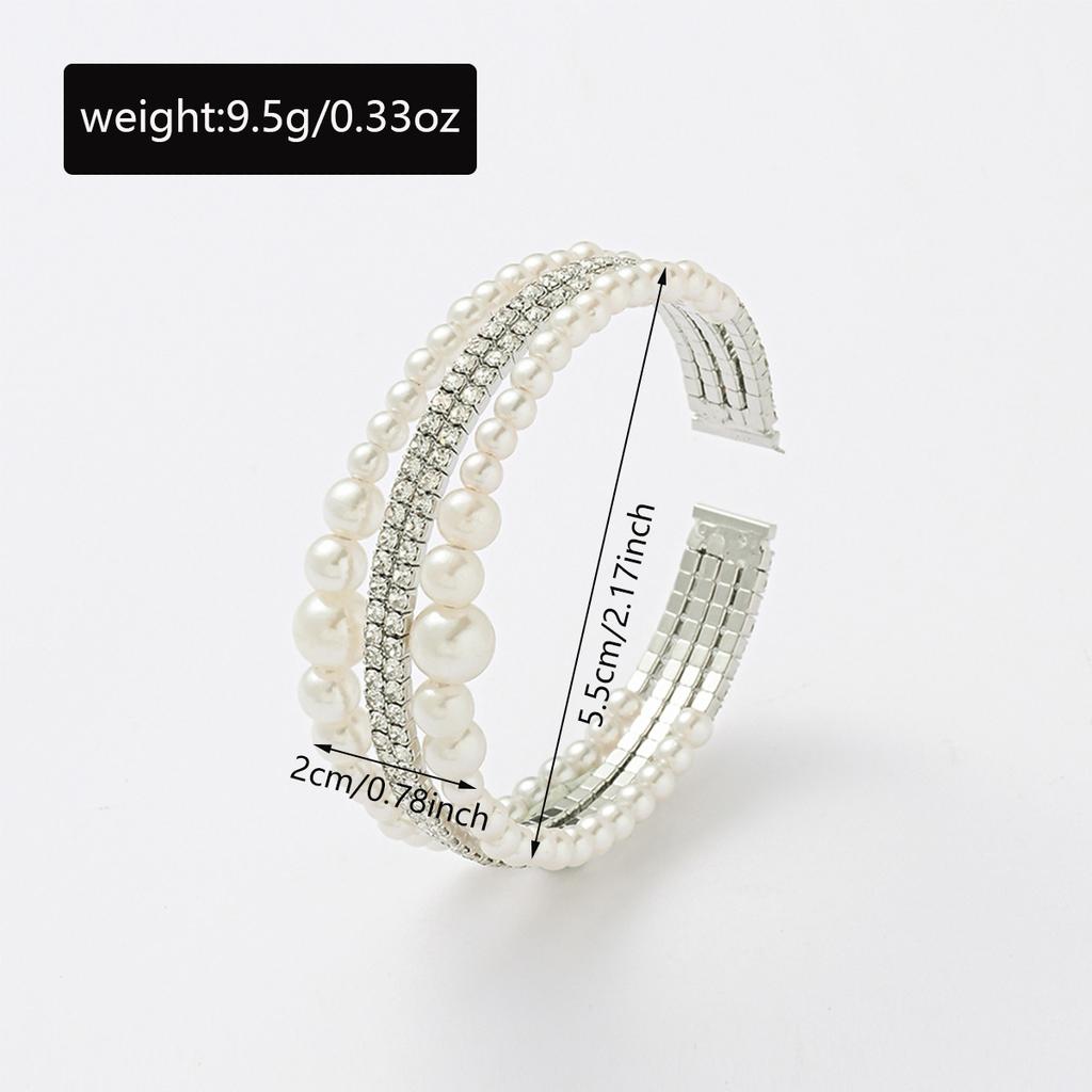 Pearl Stacked Bracelet Set Bridal Wedding Light Luxury High Sense Multi-layer Adjustable Elastic Bracelet