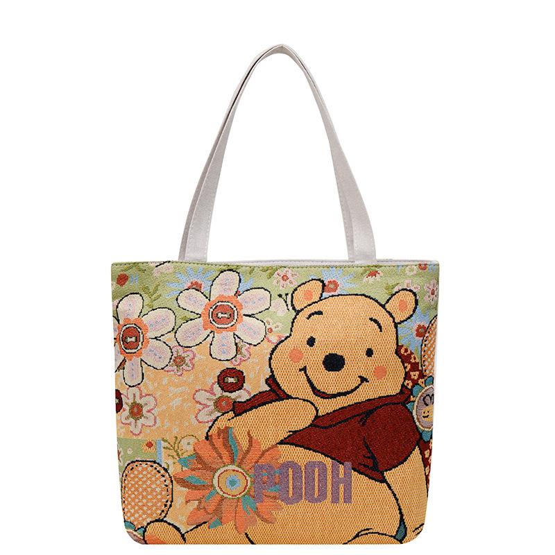 New handbag gold silk embroidered panda bag women's large-capacity shopping bag work bag