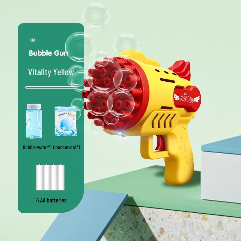 Cross 29-Hole Airplane Bubble Machine Kids' Toy - Multi-Hole Gatling Bubble Gun with Lights