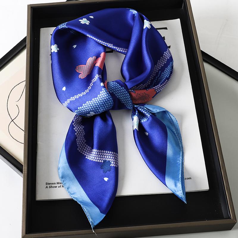 70*70CM Fashion Silk Square Scarf Women Satin Shawl Wrap Hijab Female Hair Band Luxury Ladies Print Design Headband Scarves