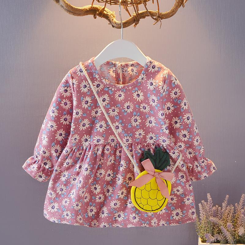 

Платье принцессы с длинными рукавами для маленьких девочек, весенне-осеннее детское платье, сарафан. L розовый