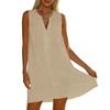 Women Sleeveless Dress Cut V Neck Tank Dress Pleated  Dresses