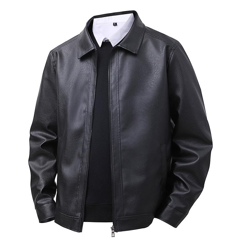 2025 Autumn Retro PU Leather Motorcycle Jacket: Trendy, Loose-Fit Men's Outerwear