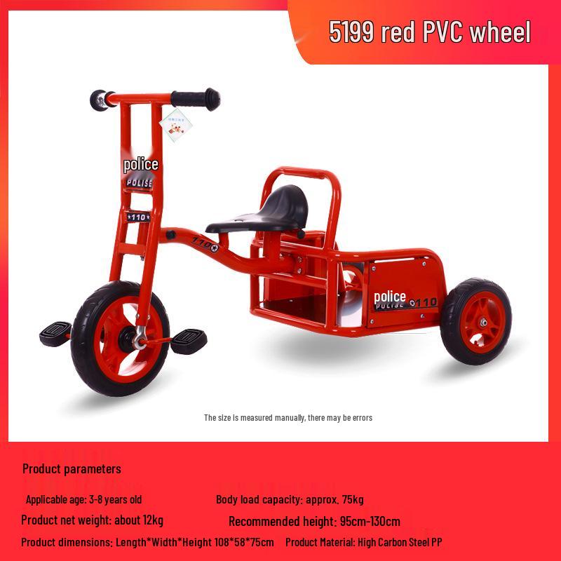 Children's Double Pedal Tricycle with Basket for Outdoor Play
