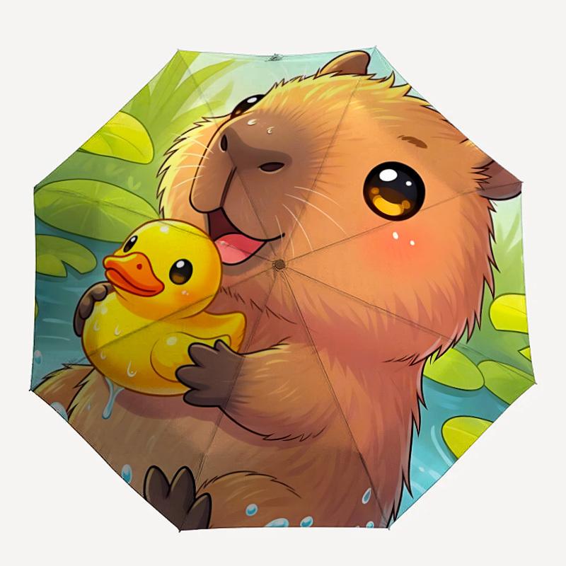 

1pc Capybara Duckling Automatic Open/Close Umbrella with Folding feature Compact Travel Umbrella, Lightweight design, for Commuting, Business052