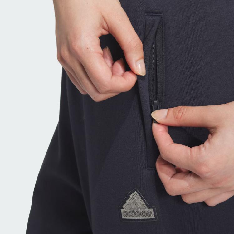 Adidas FW24 Small Logo Series Fleece Joggers Comfortable Stylish Loose Sports Casual Pants Women Joggers Legendary-Ink-Blue Metallic-Silver JJ3572