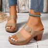 High-heeled slippers women's summer fashion thick-heeled fish-mouth cool slippers