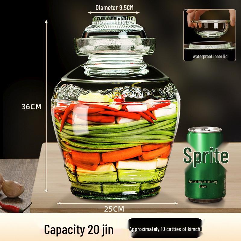 Sichuan Style Thick Glass Pickle Jar for Sauerkraut and Vegetables - Large Mouth, Sealed Container for Home Pickling