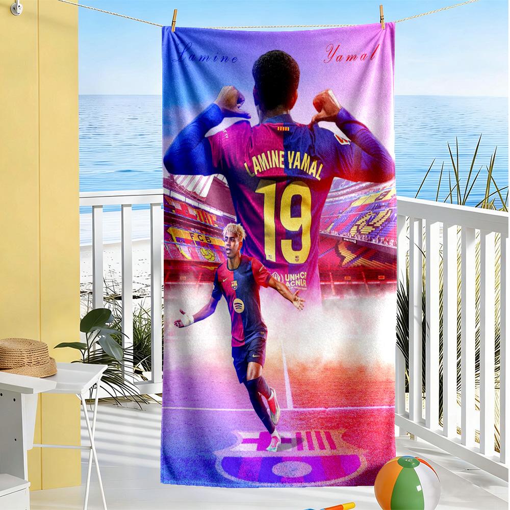 Yamal Fc Barcelona Debut Celebration Beach Towel Quick-Dry Soft Microfiber Comfortable Lightweight Perfect for Traveling Yoga Camping and Swimm