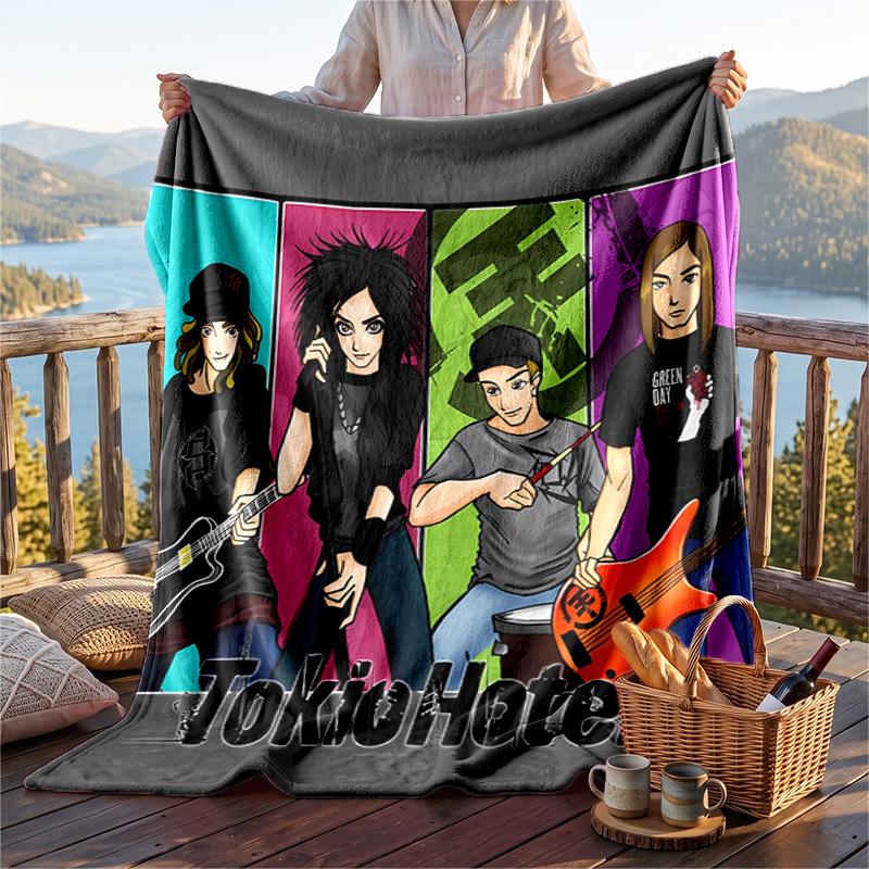 Warm Flannel Blanket Tokio Hotel Pattern, Lightweight Comfortable Throw Blanket for Bed Sofa Use