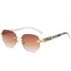 Men Women Fashion Retro Square Hip Hop Sunglasses Luxury Gold Rimless Shades Glasses