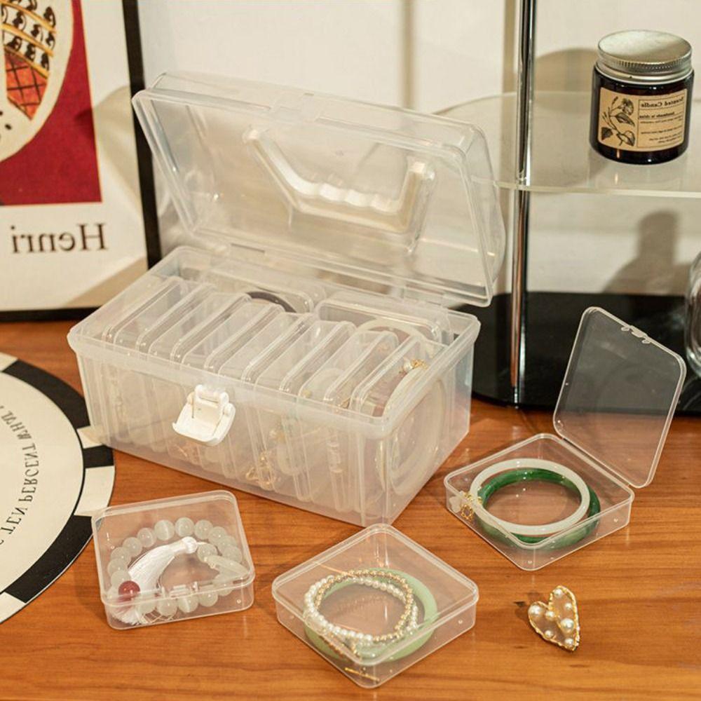 1Pcs Desktop Storage Bracelet Box Flip Cover Plastic Case Durable Jewelry Storage Box