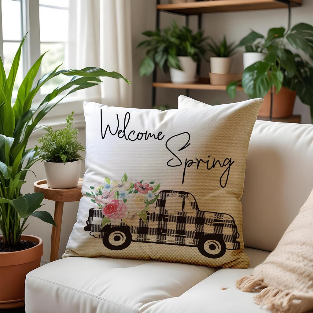 Spring Pillowcase Car Decorative Cushion Letter Printing Sofa Pillow New Linen Cushion