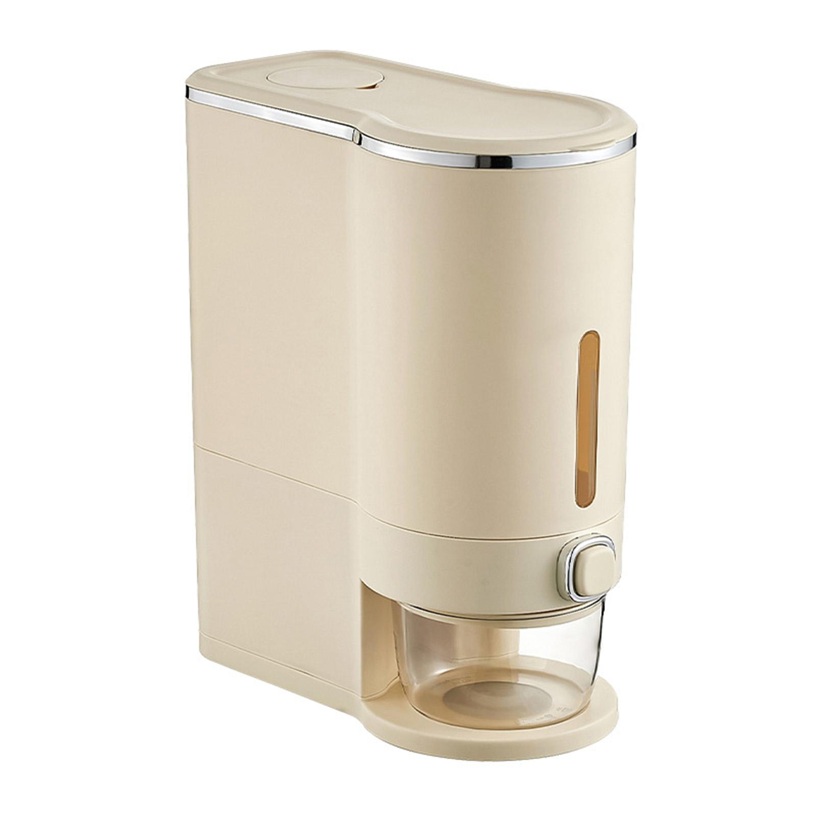 Press Rice Dispenser with Measuring Cup Transparent Window Detachable Sealed Grain Storage Container 10KG Capacity