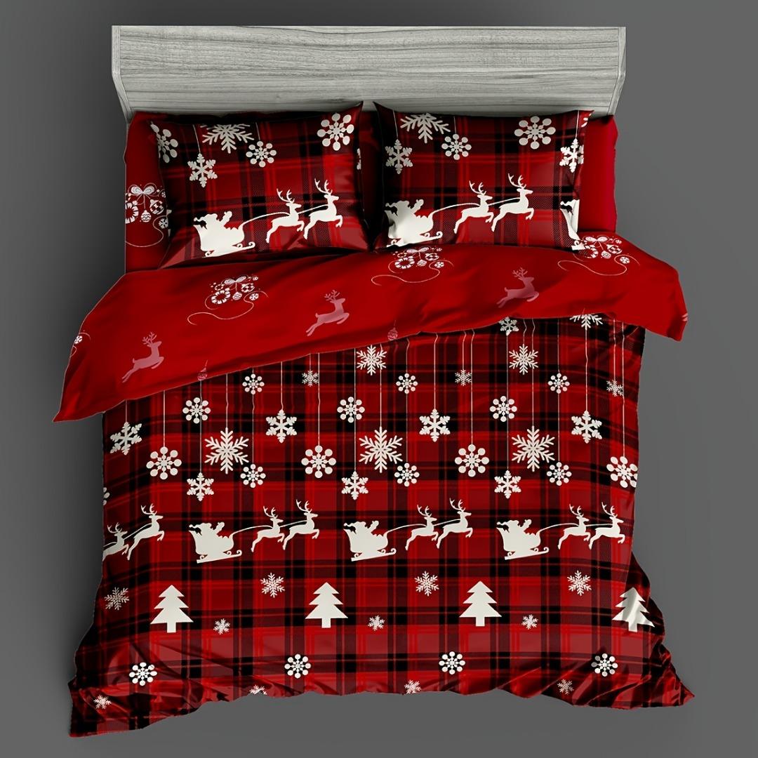 

3pcs Christmas Theme Snowflake 3D Printed Bedding Set Breathable Duvet Cover King Queen Twin Single Size Bithday Gift Room Decor EU Single 135x200cm
