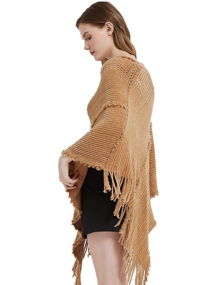 Chic Knitted Elegant Women Scarf Solid Hollow Pullover Wrap Shawls Tassel Lady Chales Femme Ponchos Capas Mujer Cachecol Party