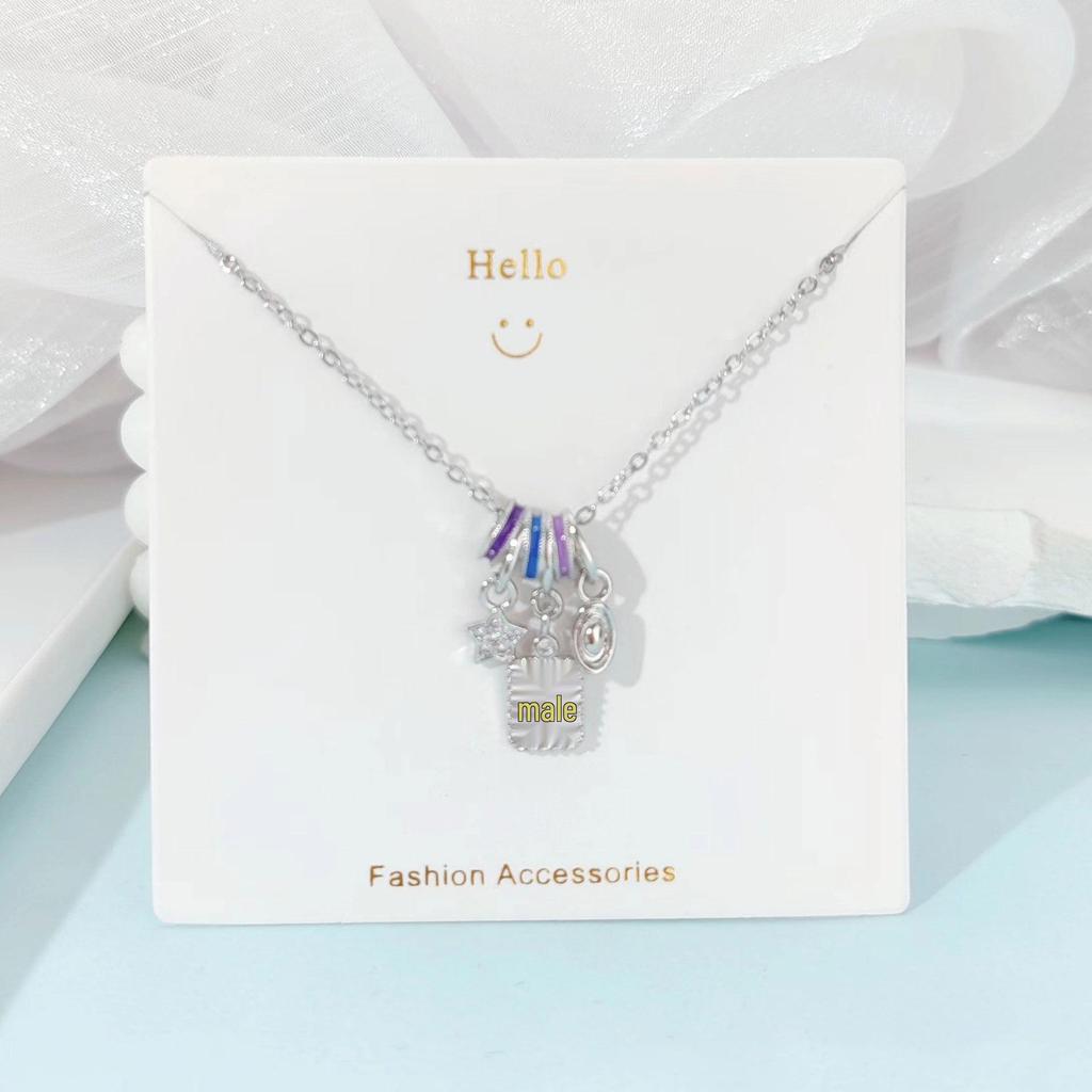 Pink Zircon Gourd Pendant Necklace with Floral Tassels - Titanium Steel Clavicle Chain for Women's Light Luxury.