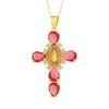 Copper Plated 18K Gold Cross Pendant Necklace with Multi-color Zircon Embellishments