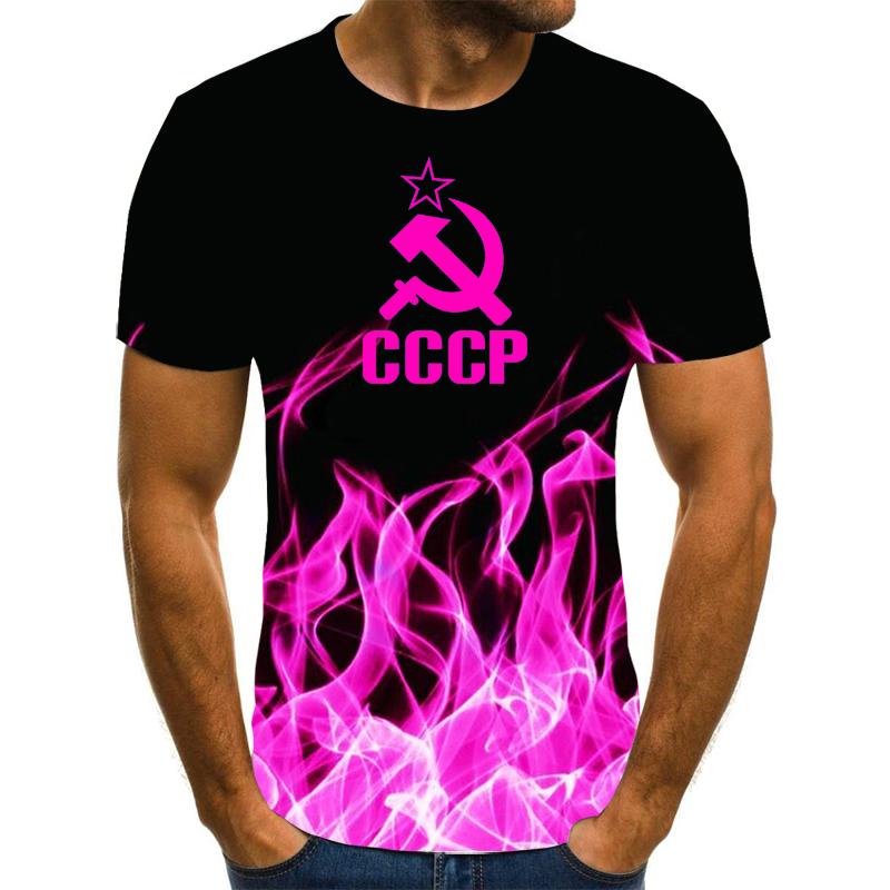 2026 Men's T-shirt Short Sleeve Solid Men's Loose T-shirt Men's Top Brand New CCCP Brand Men's 3D T-shirt Short Sleeve