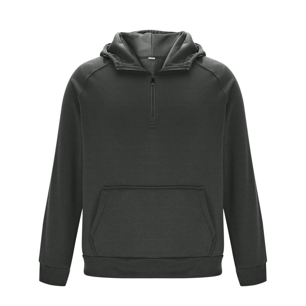2025 American Retro Men's Hooded Winter Crossover Sweatshirt - New Loose Fit, Solid Color, Zipper Jacket