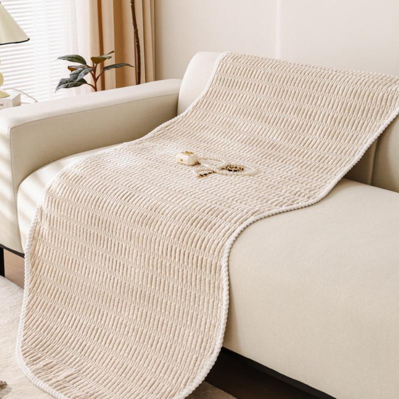 1 stk Uregelmessig lodden sofahåndkle til stue Vinter Tykk plysj Sklisikkert sofatrekk L-formet sofatrekk