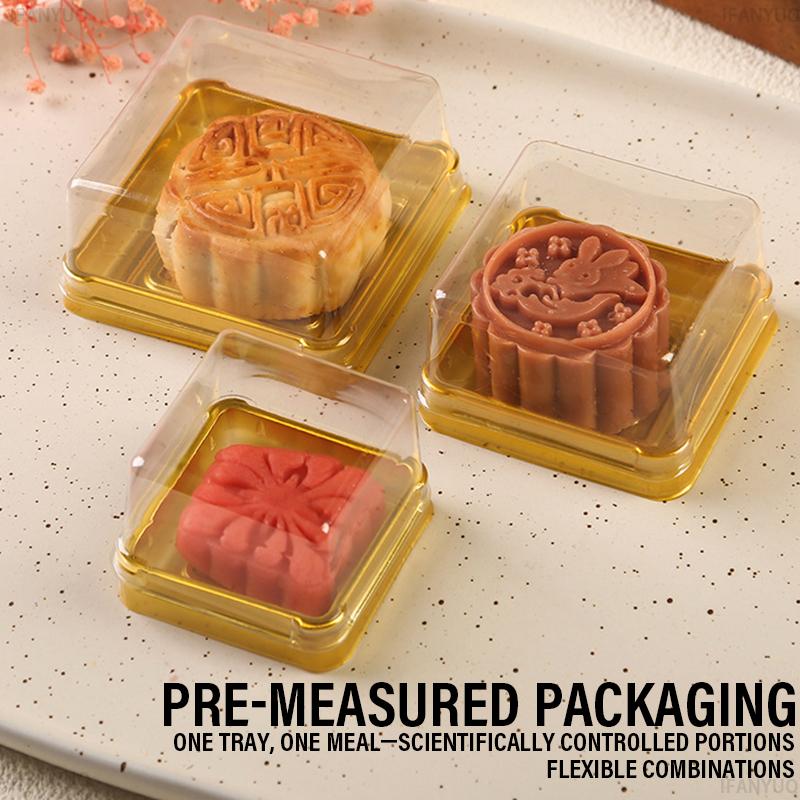 50 Pezzi Scatola Trasparente per Torta Contenitore Quadrato Scatola per Mooncake con Coperchio Scatole per Imballaggio Cupcake Pasticceria Matrimonio Forniture per Feste