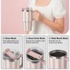 Striped Tumbler Cup with Handle and Straw Double Wall Vacuum Insulated Travel Coffee Mug for Iced Coffee Thermos 20oz