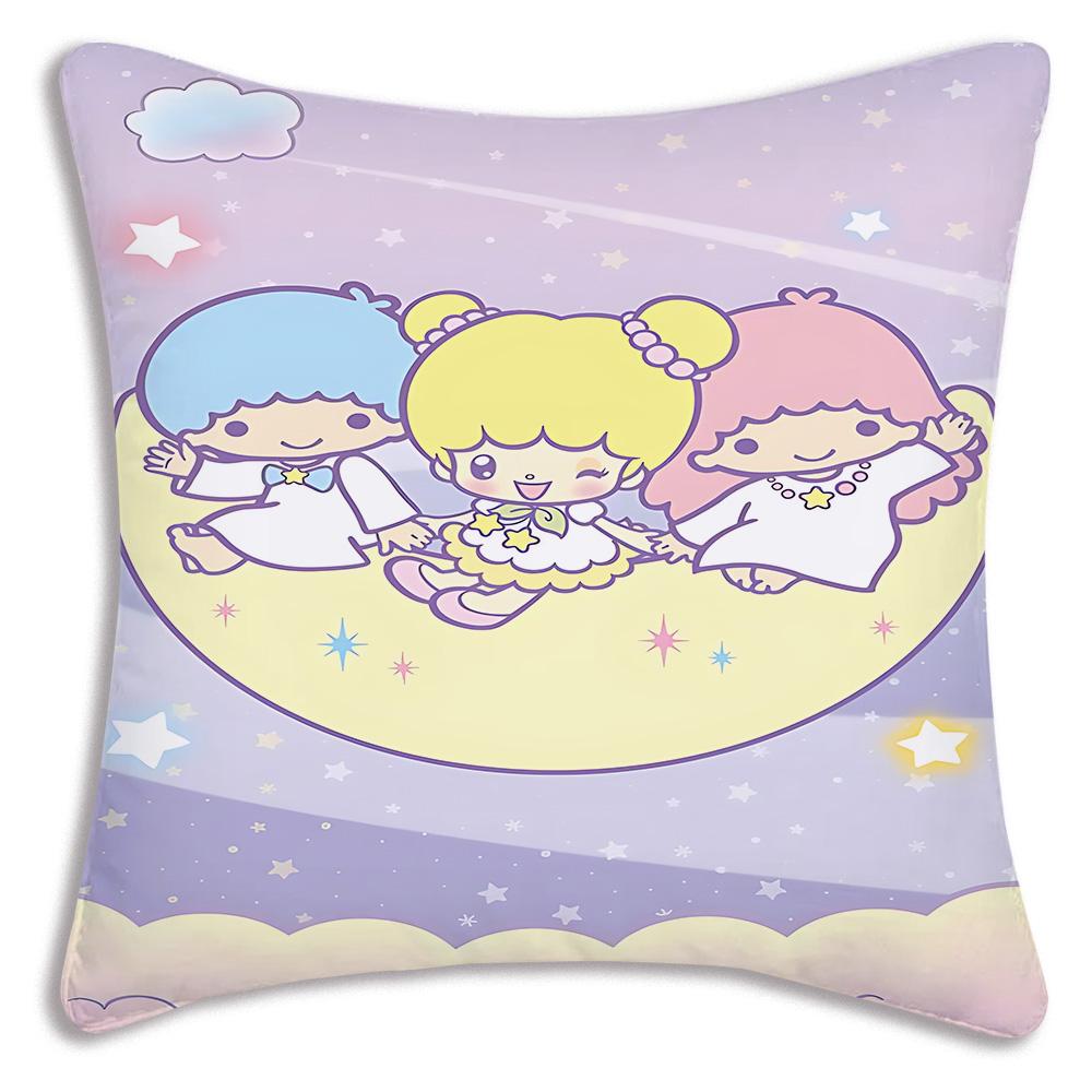 Littletwinstars Sanrios Pillow Covers Cartoon Sofa Decorative Home Double-Sided Printing Short Plush Cute Cushion Cover