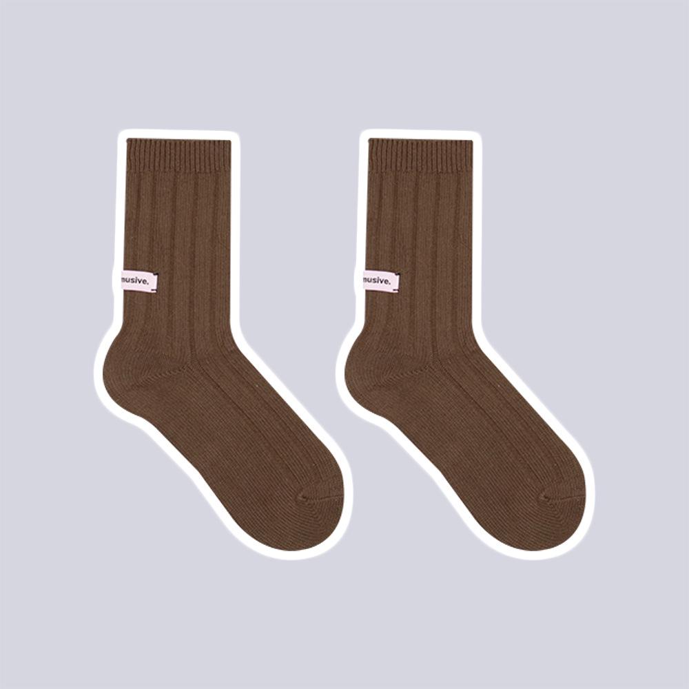 

Модные носки средней длины с розовой этикеткой из толстой нити для мужчин и женщин - стиль рабочей одежды осень/зима One Size 36-43 коричневый