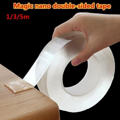 1/3/5M wielokrotnego użytku bezśladowa dwustronna magiczna taśma Nano-żelowa naklejka z uchwytem zdejmowane, zmywalne taśmy samoprzylepna taśma piankowa grubsza