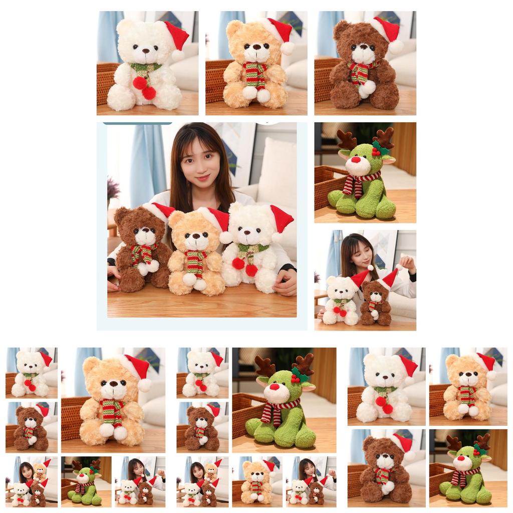 Adorable Round-eyed Teddy Bear Plush Toy For Christmas Decoration And Gift