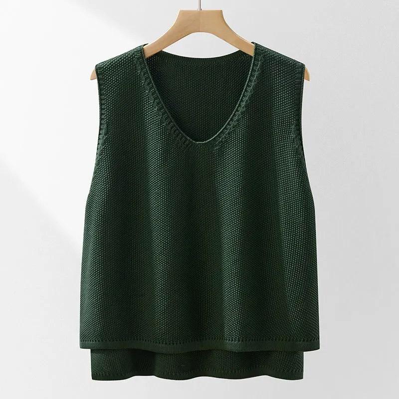 Knitted Vest Women Oversize Undershirt Sleeveless Tops Loose Sweater Vest Thickened Casual Round Neck Vest