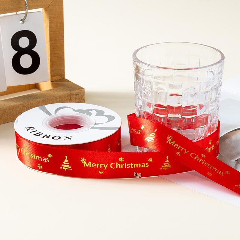 New Christmas Flower Packaging: Ribbon Bouquet with Hot Stamped, Colored Webbing for Floral Art