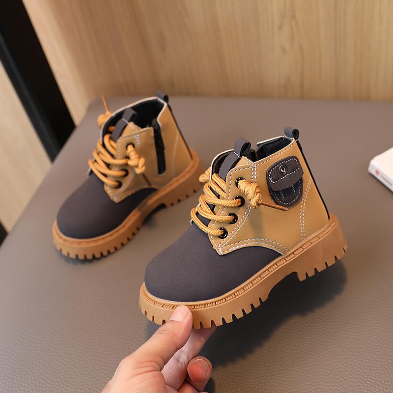 

Children s Martin boots2026New girls leather boots for autumn and winter Boys autumn mid-high boots Single boot 21