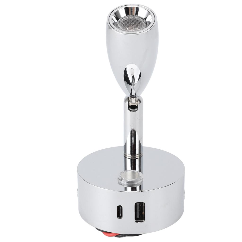 RV Reading Lamp USB Port Matte 3 Color Temperature Dimmable Touch Switch RV Reading Wall Sconce