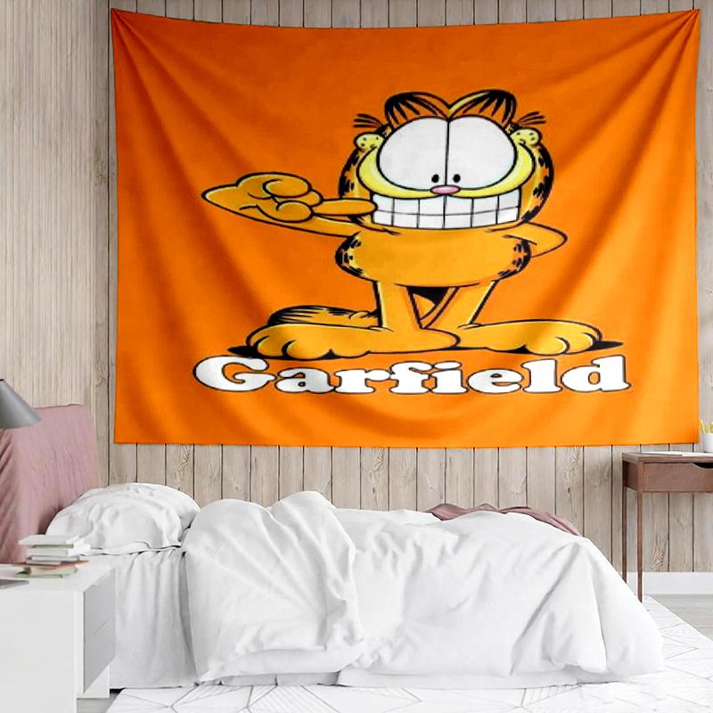 Garfield Print Tapestry, Backdrop, Easy Setup, Ideal for Bedroom, Office & Living Room, with Aesthetic Wall Hanging Decor.