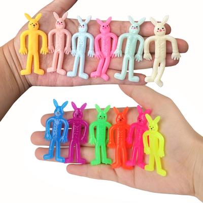 10PCS Stretchy Smiling Face Rabbit Toys Fun Pinchable People Stress Relievers for Kids Birthday Party Christmas Carnival Gifts