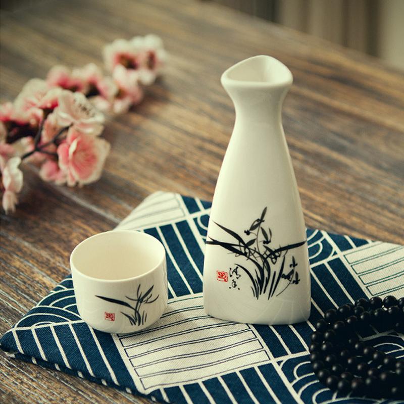 Japanese Porcelain Vintage Ceramic Pot Flagon Liquor Spirits Cups Set Kitchen Dining Bar Drinkware Japanese Sake Wine Set