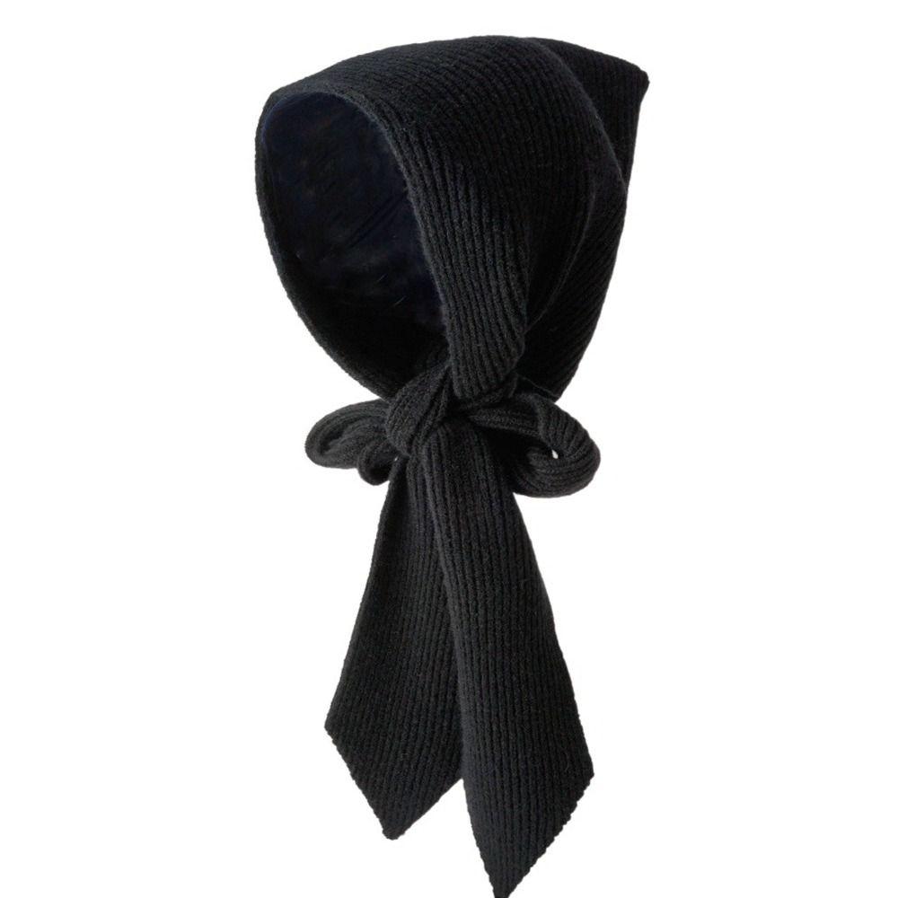 Hooded Hat Scarf Set Warmer Knitted Beanie Fashion Beanies Caps  Women Girl