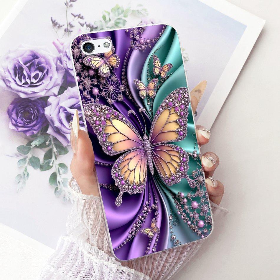 For iPhone 5 5s SE (2016) 4 4s Cute Flower Butterfly Cat Painted Case For iPhone5 iPhone4 Soft Silicone TPU Phone Cases