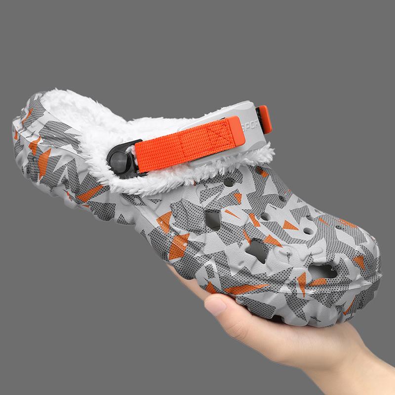Fashion Winter Slippers Men outdoor Warm Shoes Non Slip Cotton Casual Clogs Slip on House Floor Slippers for Men