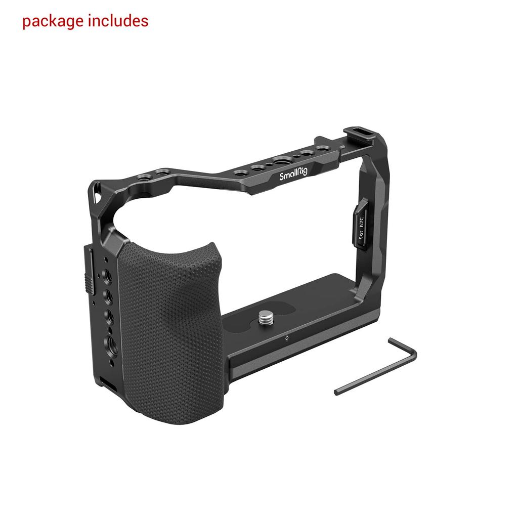 SMALLRIG 3212 Camera Cage for Sony A7C with Silicone Side Handle Arca-Swiss Base Cold Shoe 1/4 3/8 Video Rig